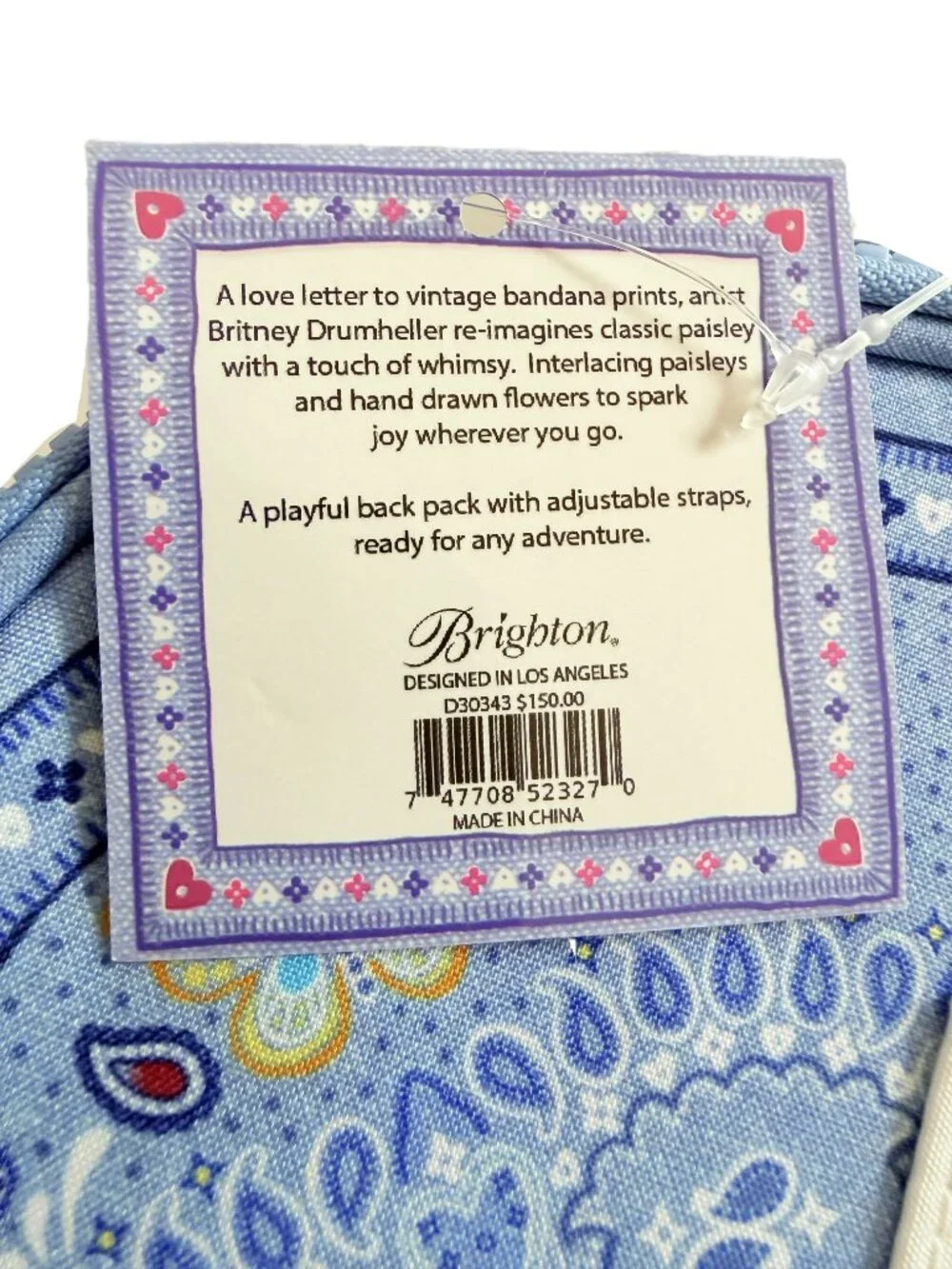 NWT Brighton Bandana Love Backpack Britney Drumheller Paisley Floral